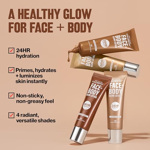 Revlon ColorStay Face & Body Glow Lotion, Hydrating Glow Moisturizer, 24HR Hydration, Illuminating Luminizing Shimmer, 120 It's Giving Sun - Image 3
