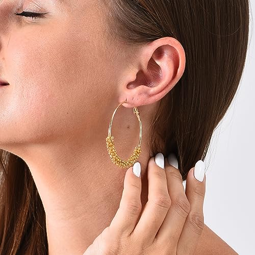 Jinxiuge 6 Pair Beaded Hoop Earrings Boho Flower Round Earrings Women's Handmade Earrings Set2