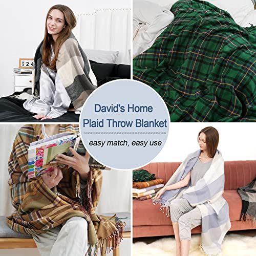 David'S Home Buffalo Plaid Throw Blanket- Soft And Lightweight Tartan Herringbone Fringe Blanket For Couch Sofa-Outdoor Blanket Lap Throw With Decorative Tassels-Farmhouse Style-50X60 Inches-Green thumb #3