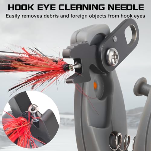 Image of Booms Fishing Line Cutter with Retractor: Mini Fishing Scissors for Braided Momo Fluoro Line - Braid Scissors Saltwater with Hook Eye Cleaner - Serrated Shears with Locking Feature, FR1 Orange