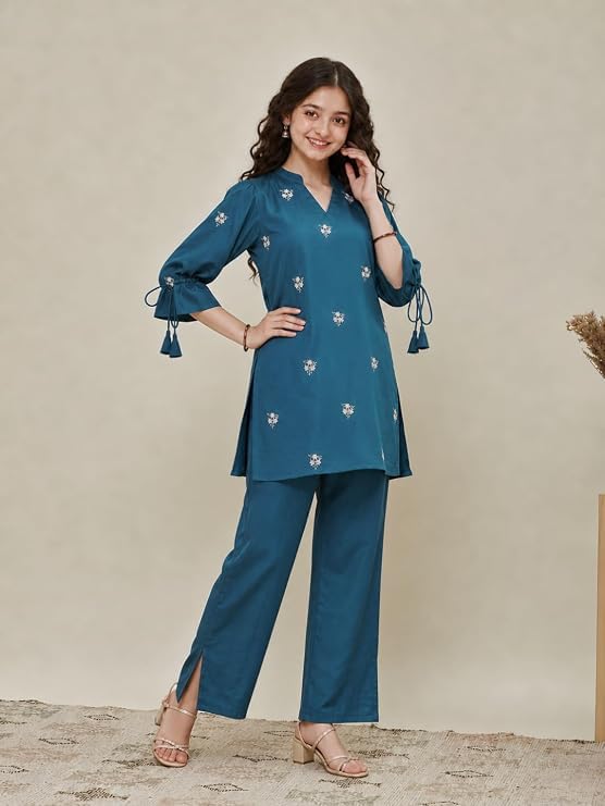 Image of RP ECOM Girls Cord Set dress for Girls | Top Kurta and Palazzo Pant Set | Ethnic & Casual Wear Outfit | Kurta Suit set for kids girls