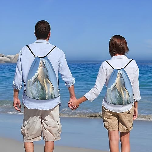 Borsa Da Palestra Con Coulisse A Tema Squalo, Impermeabile, Con Scomparto Per Scarpe, Per Bambini E Ragazzi, Per Piscina E Sport