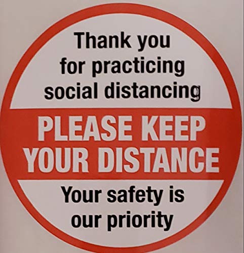 Image of Social Distance Safety Tapes Signs, Please Keep Your Distance, 6 inch Circle 50 X ROLL, Pack of 1 ROLL
