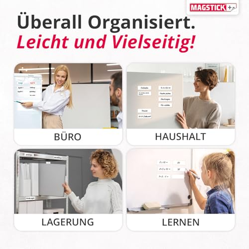 100 beschreibbare Magnet-Etiketten I 8 x 3 cm I weiß I magnetische Beschriftungsfolie beschreibbar Magnet-Streifen zum Beschriften I mag209