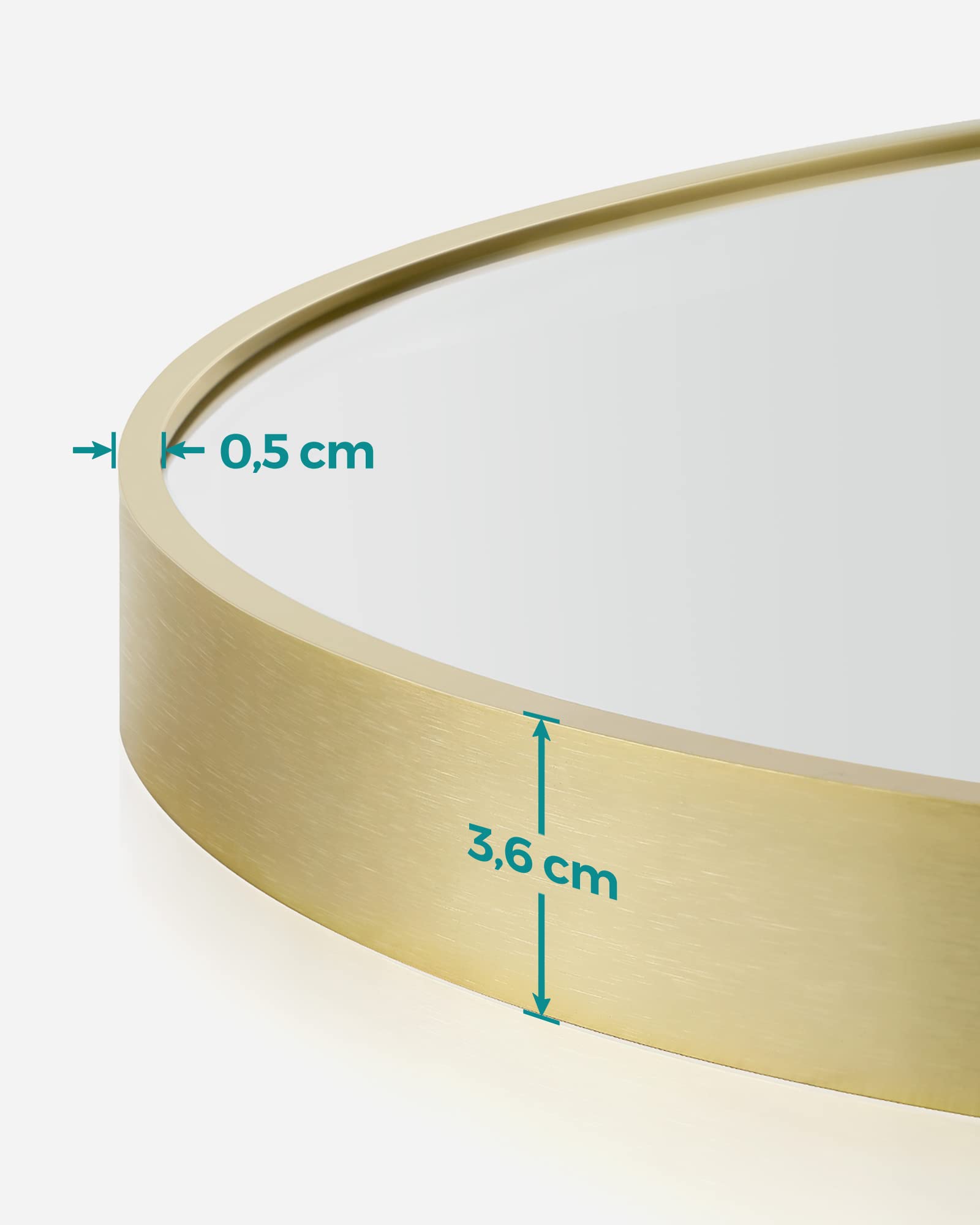 SONGMICS Wandspiegel, ronde spiegel, badkamerspiegel, 61 cm diameter, metalen lijst, voor woonkamer, slaapkamer, badkamer, hal, goudkleurig LWM102A01 SONGMICS Wandspiegel, ronde spiegel, badkamerspiegel, 61 cm diameter, metalen lijst, voor woonkamer, slaapkamer, badkamer, hal, goudkleurig LWM102A01