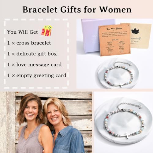 Image of Christian Gifts for Women Girls, Religious Cross Bracelet, Birthday Christmas Easter Baptism Confirmation First Communion Valentines Day Graduation Gifts for Her