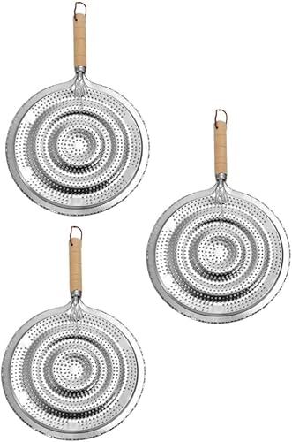 DOITOOL Difusor de calor de cocina de hierro fundido con mango de madera, placa difusora de inducción, bandeja de descongelación rápida, adaptador