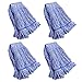 String Mop Heads Replacement Heavy Duty Commercial Grade Blue Cotton Looped End Wet Industrial Cleaning Mop Head Refills (4, Large)