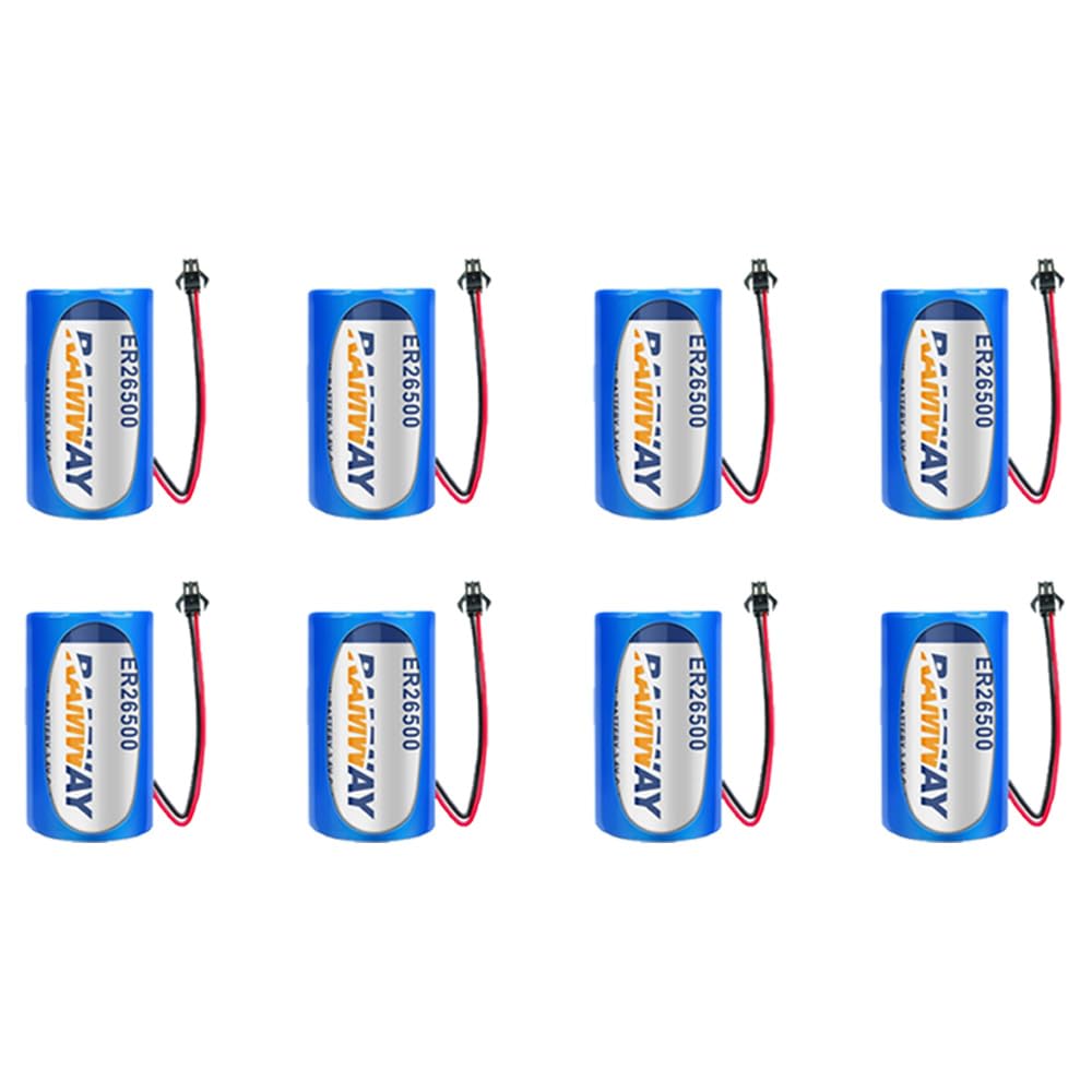 MEELER 8 PCS C Size 3.6V 9000mAh Lithium Battery for ER26500 with SM Black Plug