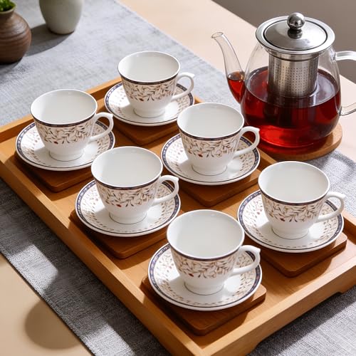 Image of U.P.C. Cup with Saucer Set of 12 Pcs | Tea /Coffee Cups | Ceramic | Microwave & Dishwasher Safe | Bone-Ash Free | Extra Strong | Super Light | Crockery Set Ideal for Daily (Cup-white-31)