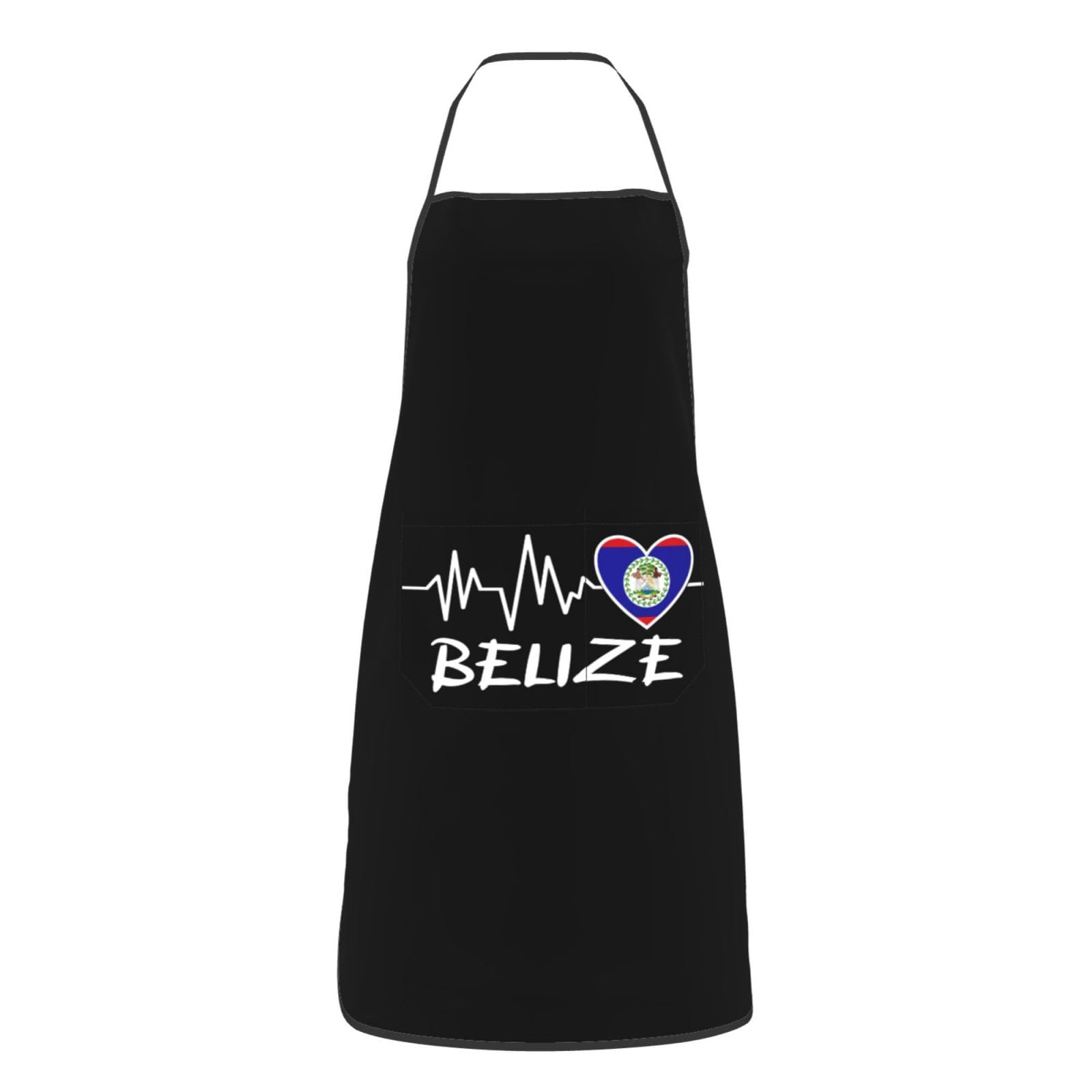 nopicsn Belize Heartbeat Apron for cooking with Pockets Women Men Kitchen Chef Funny Aprons