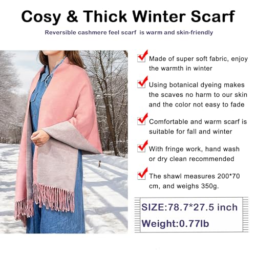Winter Scarf for Women Pashmina Shawls and Wraps Ladies Cashmere Feel Reversible Scarves for Evening Wedding Dress2