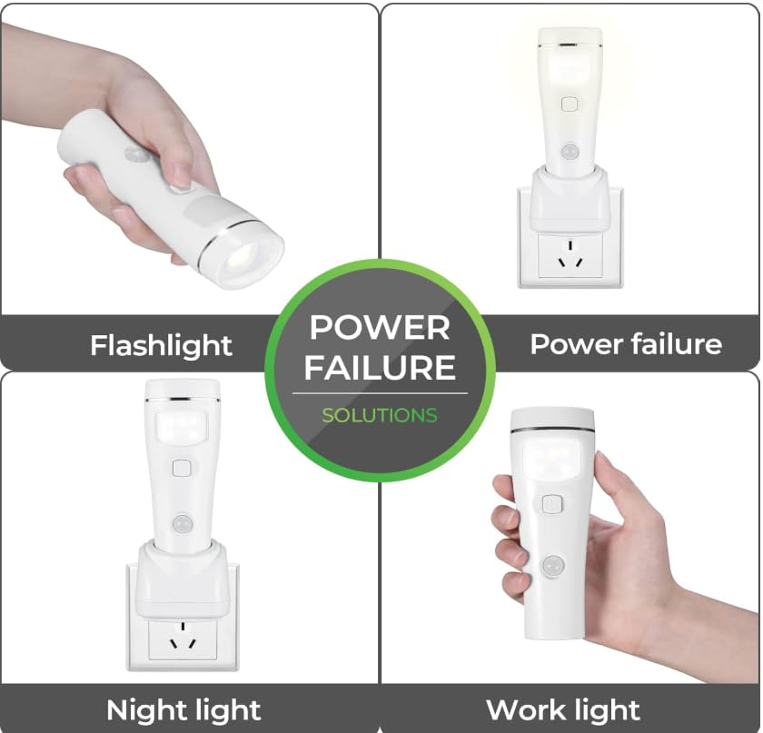 Image of Multi-Function Motion Sensor Night Light, LED Emergency Lights for Home Power Failure, Rechargeable Plug in Flashlights for Household (3 Pack)