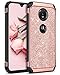 BENTOBEN Moto Z4 Case, 2 in 1 Hybrid Glitter Sparkle Bling Shiny Faux Leather Hard Cover Soft Rubber Bumper Girls Women Rugged Shockproof Protective Phone Case for Motorola Moto Z4, Rose Gold
