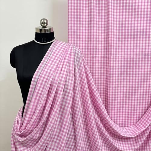 Light Pink Gingham Fabric by The Yard, 1/8 Inch Checkered