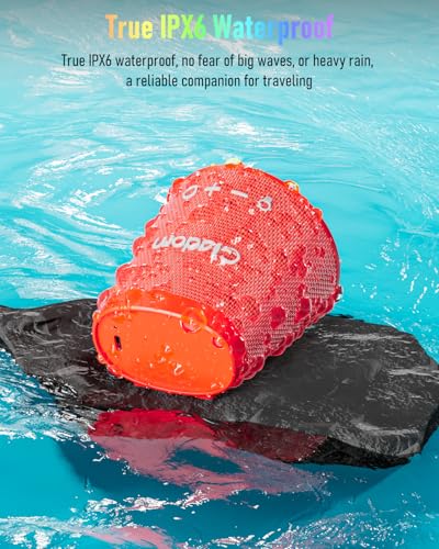 Image of Portable Bluetooth Speaker Wireless with 9 Color Lights, 20H Playtime, Stereo Pairing, Deep Bass, IPX6 Waterproof, Bluetooth 5.3, Small Speaker for Home, Party, Outdoor, Camping, Beach, Gift