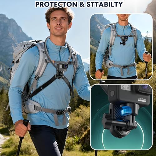Hamillar Neck Mount for Action Camera Necklace Holder with Fixing Chest Strap for GoPro Hero 12/11/10/9, for DJI OSMO 360/Nano/Action 6/5 Pro/4, for Insta360 Ace Pro 2-5126 - image 3
