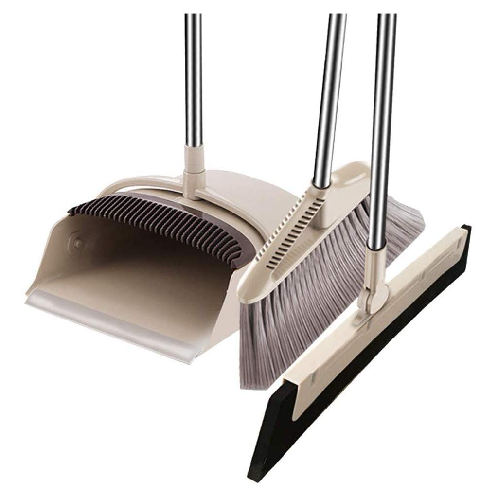 dustpan and brush, Household Broom Three-Piece Set Foldable Garbage Bucket Plastic
