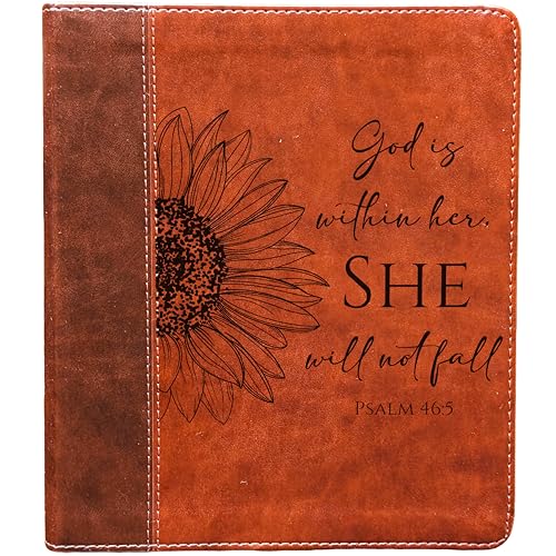 Farm and Posh ESV Journaling Bible – Brown/Tan TruTone Faux Leather Timeless Design | English Standard Version Single-Column Bible with 2″ Ruled Margins for Notes & Prayers (Sunflower)