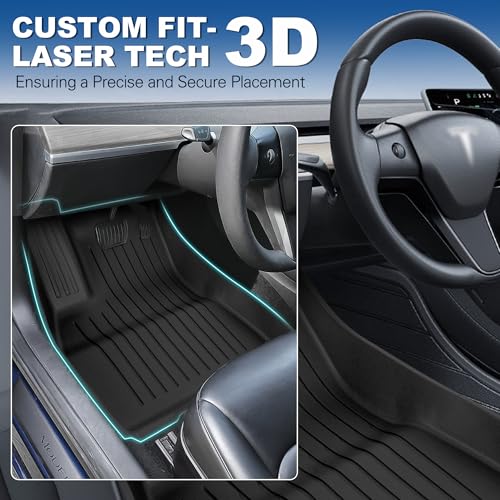 Image of Floor Mats Fit for Tesla Model 3 Highland 2025 2024, Custom Fit All-Weather Cargo Liner Full Cover Car Mats with Front Rear Cargo Mat Trunk Floor Mat Interior Accessories