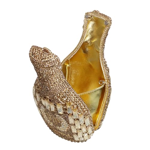 Image of UMREN Women Champagne Bottle Rhinestone Evening Bag Sweet Bow Diamond Clutch Purse Crystal Handbag for Party Cocktail