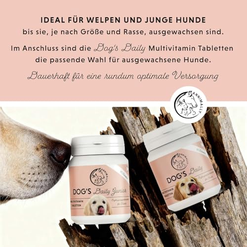 Annimally Dog's Daily Junior - Multivitamin Tabletten für Welpen & Junghunde, Vitamin B Komplex mit Calcium & natürlichen Pflanzenstoffen, 85 Stück