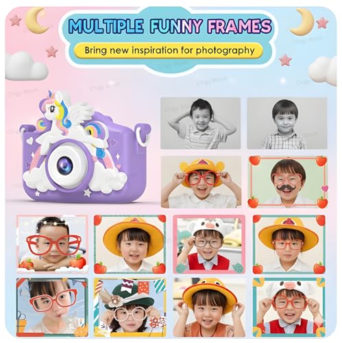 Image of Digital Camera for Kids | Cute Unicorn Design 2-Inch HD Screen with 1080MP Video Recorder, Photo & Selfie Mode | Fun Learning Toy for Boys and Girls, Best Gift for Kids