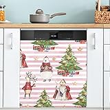 Dishwasher Cover Panel Santa Bear Elk Christmas Magnet Cover Decal Sticker Fridge Microwave Refrigerator Panel Kitchen Seasons Decor 26' x 23'