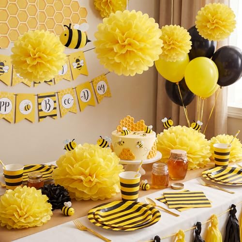 Image of woric 160 Sheets Yellow Tissue Paper Gift Bags 20 X 14 Inches Gift Tissue Paper Bulk for DIY Crafts Wrapping Sunflowers Bee Theme Birthday Party Decorations