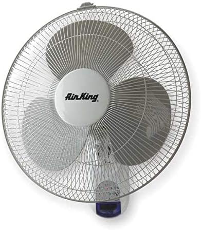 16" Wall Mount Fan,Oscillating,3 Speeds,120VAC,Remote Control