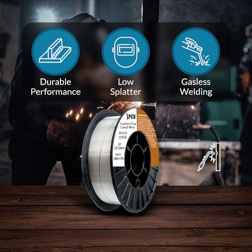 Image of PGN Flux Core MIG Wire - E71T-GS - 0.035 Inch, 10 Pound Spool - Gasless Mild Steel MIG Welding Wire with Low Splatter - For All Position Arc Welding and Outdoor Use