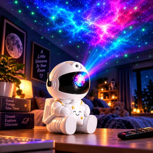 One94Store Astronaut Space Projector Night Light – 360° Rotating Nebula Star Projector with Remote, Timer & Adjustable Head – LED Space Lamp for Kids’