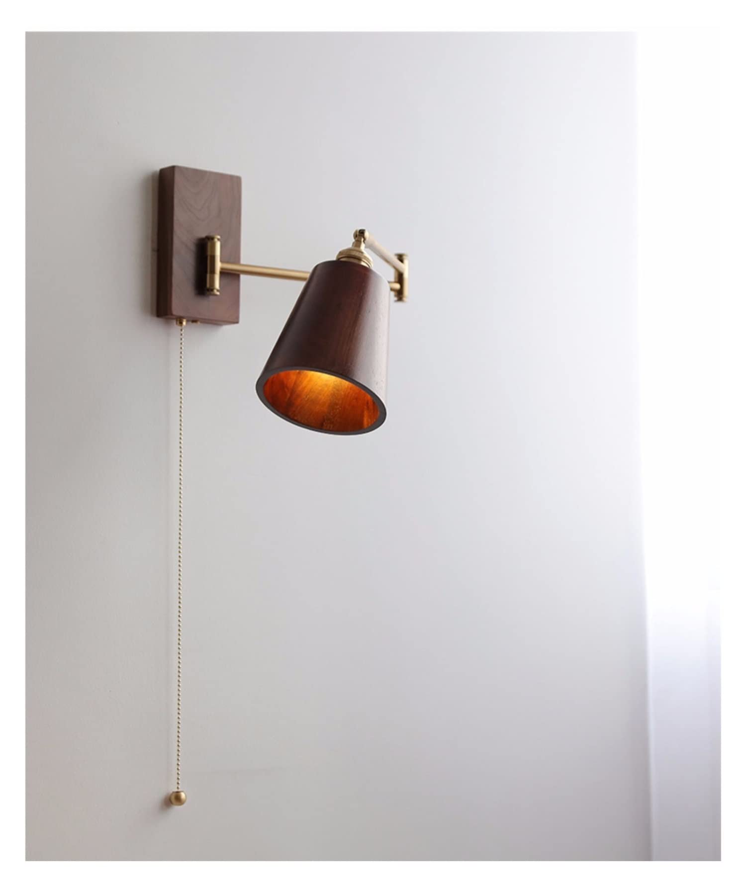 KBUUKYYXouy Rotating Wooden Wall Sconces for Bedside & Stairwell - Long Swing Arm with Switch - Rustic Log Base - Left & Right Adjustable Lighting Fixture,Log Base a(Walnut B)