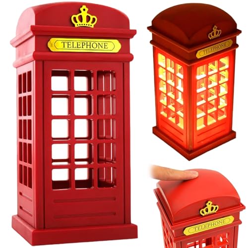 Lámpara de mesa vintage cabina telefónica Londres luz amarilla cálida