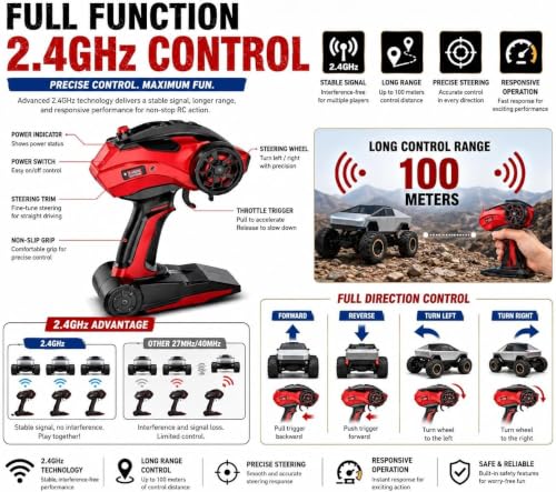 Image of 1:8 Scale 4WD RC Rock Crawler Truck | Alloy Body | High-Performance Off-Road Remote Control Vehicle for Kids & Adults