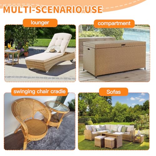 DBREAKS 65m Kunststoff Gewebtes Rattan, Flach, PE-Rattan, Webwerkzeug, Synthetische Rattan Reparaturmaterial, für Outdoor Rattan Möbel Reparatur,Rattan-Stuhl, Tischkorb(Beige)