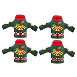 Otueidnsy 4 piezas de Navidad botella de vino cubierta reutilizable botella de vino ropa suéter para celebración de Navidad decoración de Navidad campanas