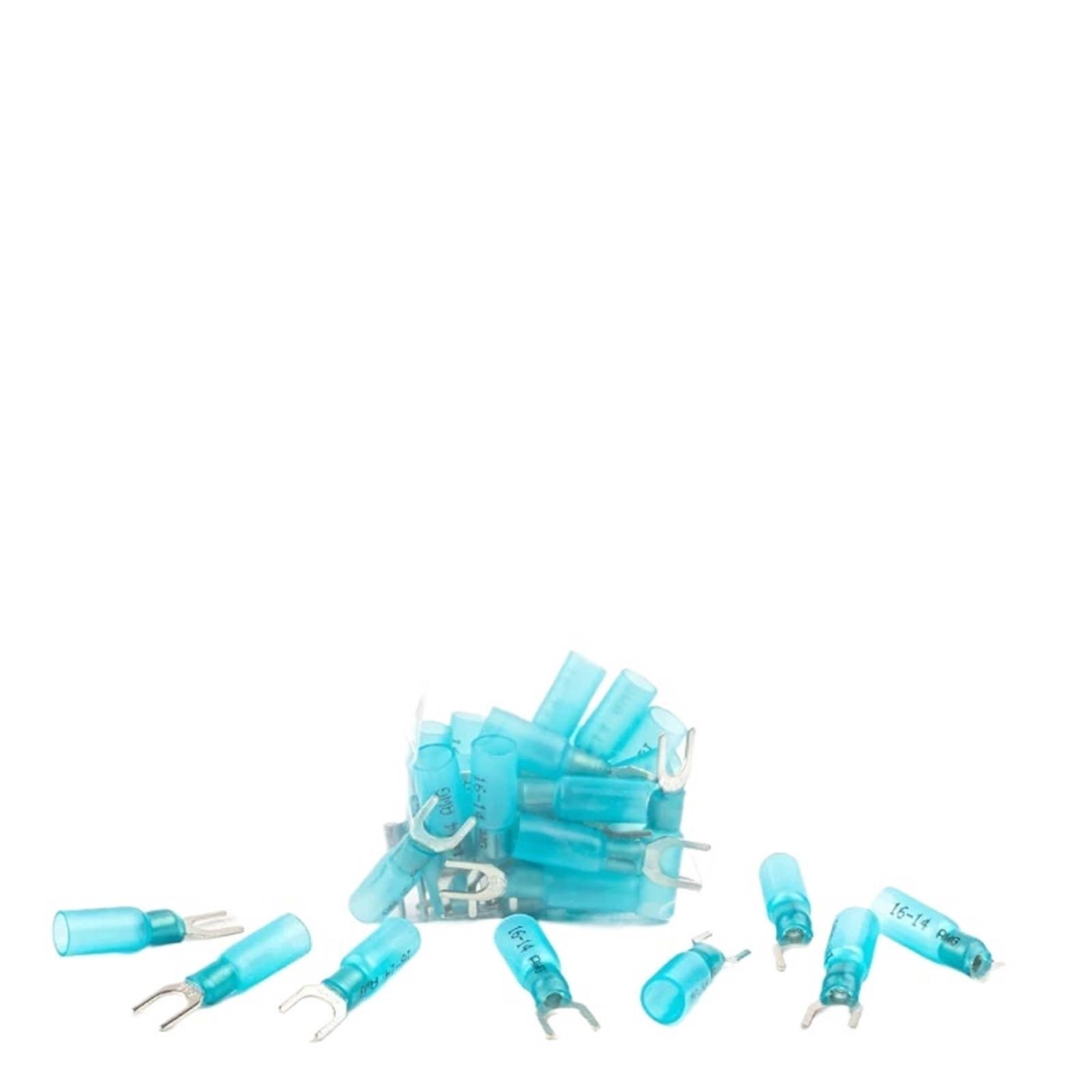 Ciopljhkl Men's Blue 50Pcs Heat Shrink Insulated Butt Wire Connectors Kit Spade Crimp Terminal Fe Waterproof Electrical Terminals For Home,Factory,Cars,Ship