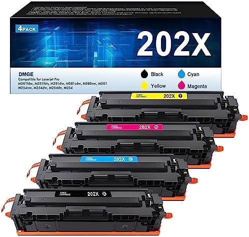 202X Toner Cartridges - High Yield 4 Pack 202A Compatible Replacement for HP Color Laserjet Pro MFP M281fdw Toner, M281cdw Toner Cartridges, HP Color Laserjet Pro M254 Series | CF500X