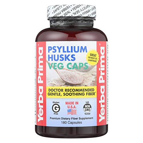 Yerba Prima Psyllium Husks Veg Caps - 625 mg - 180 Vegetarian Capsules