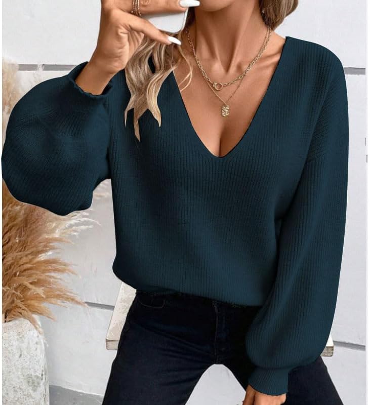 Chvity Women Sexy Backless Bow Tied Long Lantern Sleeve Pullover Sweaters Fall Winter Trendy Clothes - Image 4