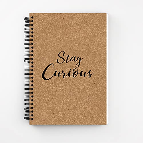 Art Bundle stay curious Kraft Cover Wiro Bound Spiral Notebook Diary (160 Pages Unruled, A5, 90 GSM Natural Shade Paper)