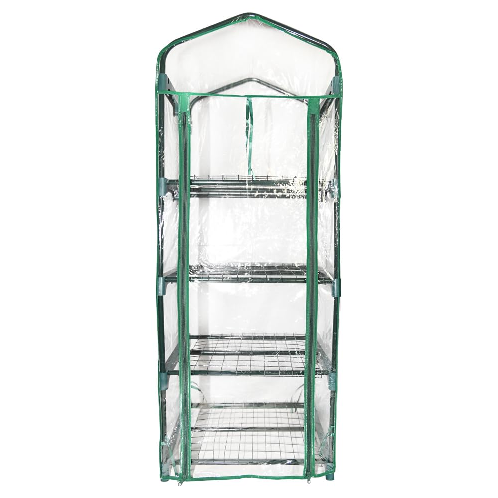 Unibos 4 Tier Mini Greenhouse Indoor & Outdoor – Portable Plant Grow House with Steel Frame & Clear PVC Cover for Herbs, Flowers, Vegetables & Seedlings, Balcony Patio Garden