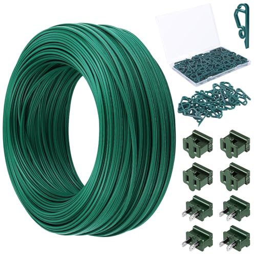 Câble électrique SPT-2 de Noël 18 AWG vert avec 109 pièces et clips
