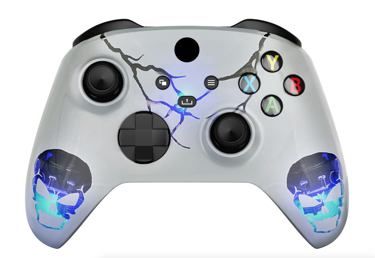 MODDEDZONE Skulls White Original Custom UN-Modded Wireless Gaming Controller compatible with Xbox One S/X, PC | Personalize Your Gaming Experience and Exceptional Performance | Customized in the USA|