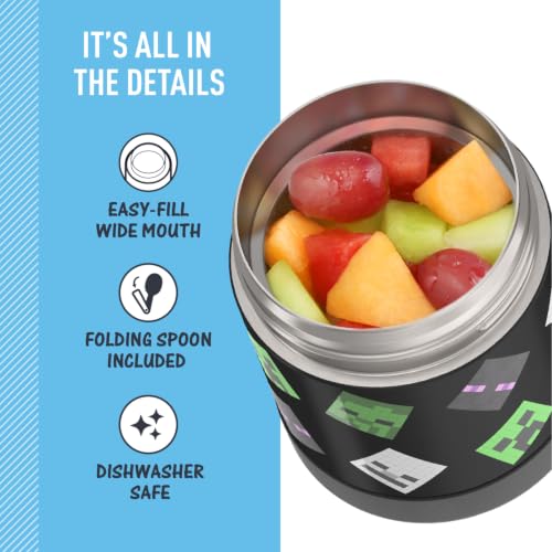 Image of THERMOS FUNTAINER Insulated Food Jar - 10 Ounce - Kid Friendly Food Jar with Foldable Spoon, Minecraft