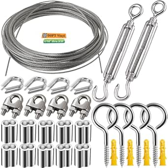 Roxanned 15m Heavy Duty Garden Wire Rope Kit - 2mm PVC Coated Stainless ...