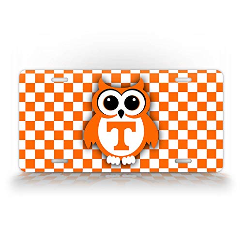 SignsAndTagsOnline Tennessee Volunteer Checkerboard Owl License Plate TN Orange Vols Auto Tag