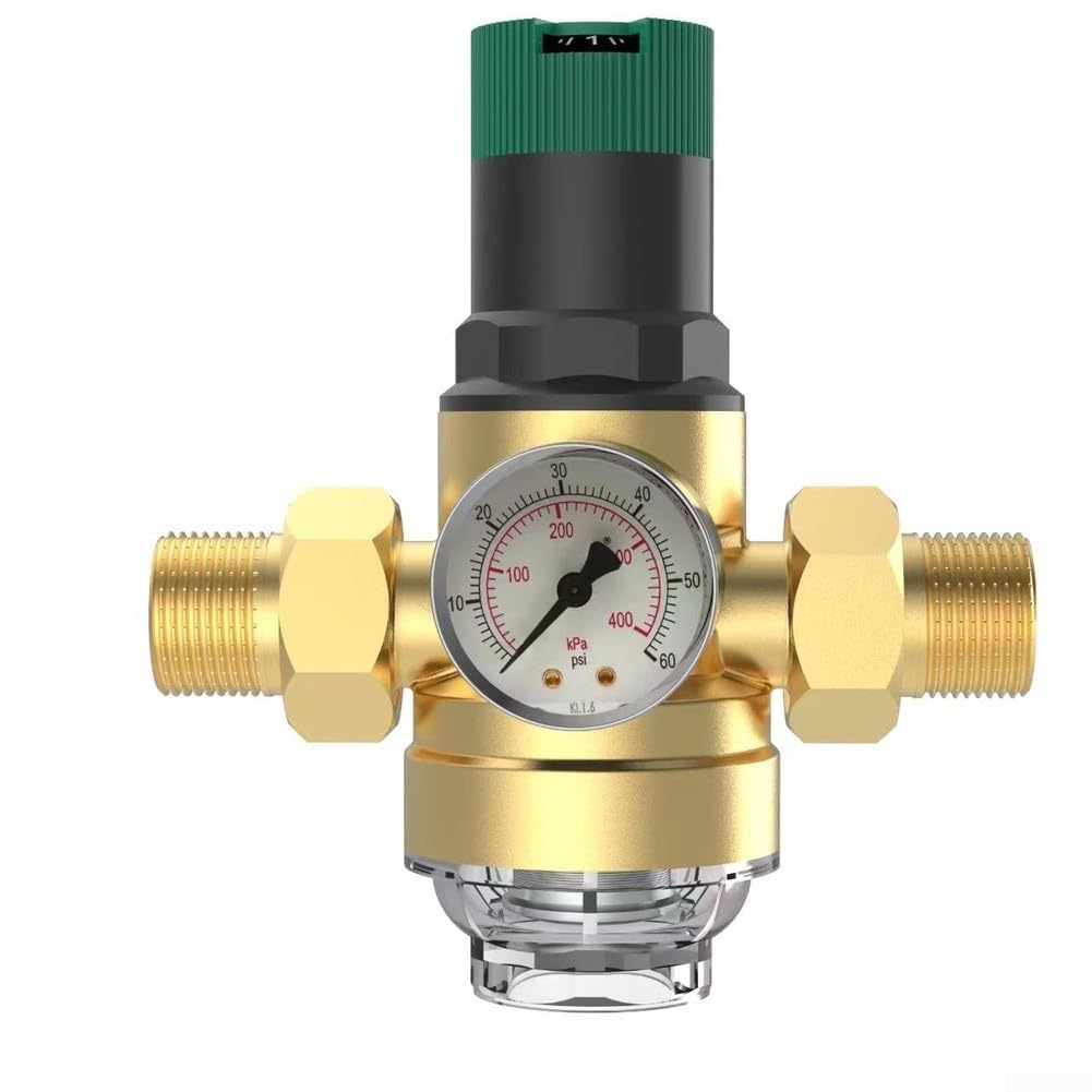 Régulateur Pression Eau Laiton avec Manomètre Régulateur Pression(A)