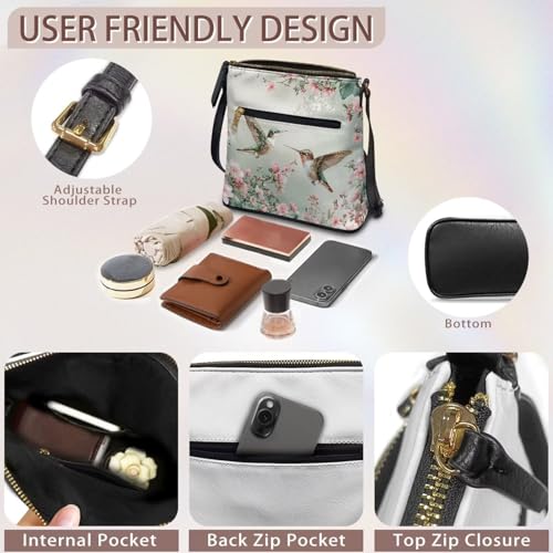 Image of Leather Women Crossbody Hobo Bag Satchel Purse Handbag with Adjustable Shoulder Strap and Zipper Pockets